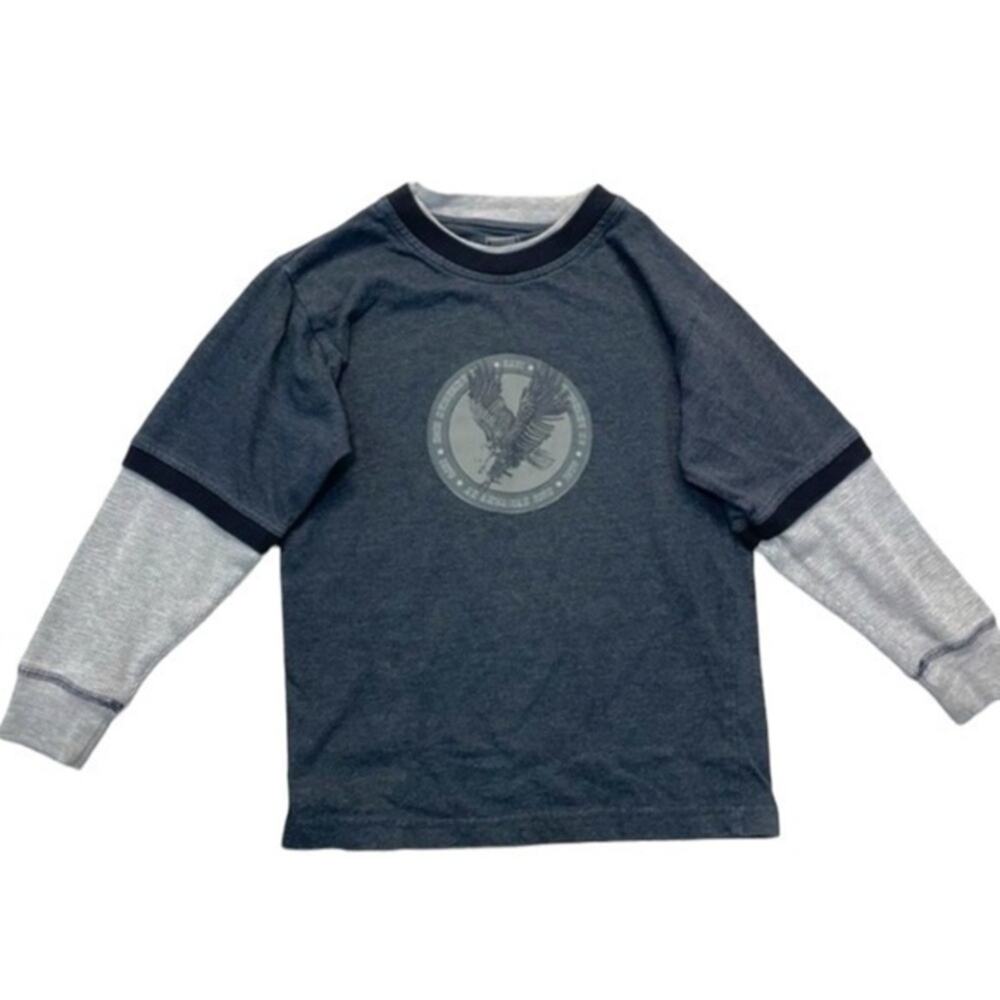 Gray Long Sleeve Thermal Shirt Boys Size Small eagle printed graphic